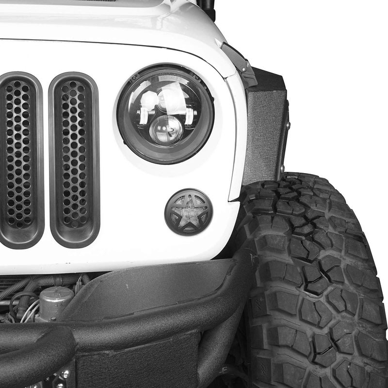 Hooke Road JK Front Turn Signal Light Guard Cover Compatible with 2007-2018 Jeep Wrangler JK & Unlimited - Pair - Image 3
